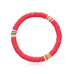 Bracelets de surfeur recyclables de 6 mm en argile polymère arc-en-ciel, extensibles écologiques en perles, cadeaux de plage - Product Image 1