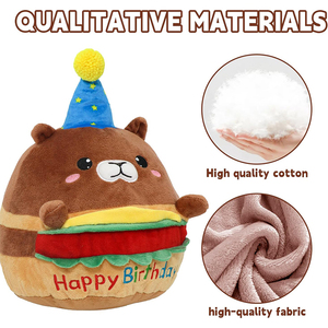 Peluche de Capibara Personalizado de Fábrica con Gorro de Hamburguesa, Juguete de Peluche Kawaii, Animal de Peluche con Sombrero de Cumpleaños, Regalos Suaves para Decoración del Hogar para Niños y Niñas - Product Image 2