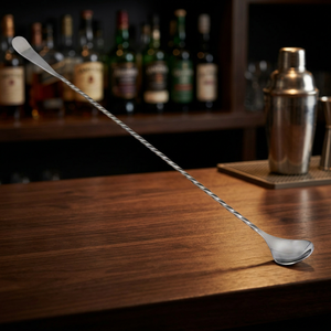 Factory Wholesale Long Handle Stainless Steel Chrome Finish Mirror Surface Eco-Friendly Cocktail <b>Spoon</b> Spiral Pattern for - Product Image 3
