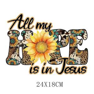 Decalcomania Termoadesiva Cristiana con Gesù, Fede, Speranza, Amore e Girasole per Magliette, Felpe, Borse e Progetti Fai-da-Te - Product Image 6