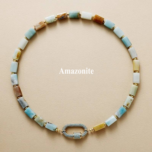 <span class=keywords><strong>Collana</strong></span> di pietra naturale per donna quadrata Amazonite arcobaleno tormalina con perline di alta gioielleria Facated muschio agata clavicola <span class=keywords><strong>collana</strong></span> - Product Image 5