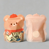 Sachets Doypack refermables en gros avec fenêtre transparente, motif animaux de dessin animé, sûrs pour les aliments, réutilisables, pour emballage de snacks, biscuits, bonbons et cadeaux