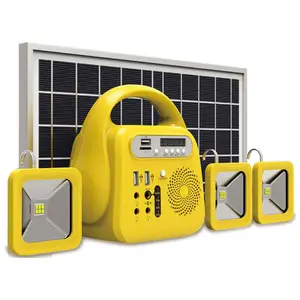 Multifunctional Portable Powerbank Charger Radio Rechargeable Solar Lighting Kit for Home