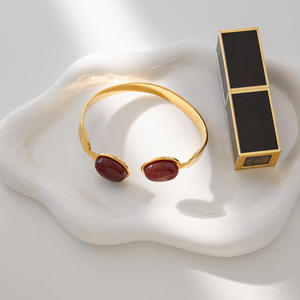 Nuova Moda 2026 Gioielli Hip Hop di Lusso Europei e Americani in Acciaio Inossidabile Placcato Oro 18k con Pietre Preziose e Agata - Product Image 5