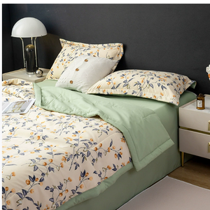 Hot Sale High King Size 4 Pcs All-Season Double-Sided 300tc Modern <b>Quilt</b> Washed Brushed Fabric Embroidery Bedding Set - Product Image 1