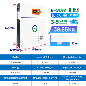 แบตเตอรี่สำรองพลังงานแสงอาทิตย์ E-SUN 25.6V 200AH สำหรับบ้าน 5kwh รุ่น ES-WVMB-CB 25.6V200Ah LiFePO4 Cathode - Product Image 6
