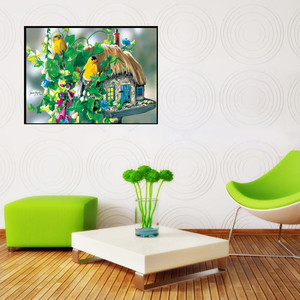 Decorazione Fai-da-Te per la Casa, Ricamo Diamantato 5D con Motivo di <span class=keywords><strong>Uccelli</strong></span> e Casetta, Pittura con Diamanti Rotondi - Product Image 3