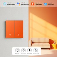 Interrupteur intelligent Zigbee Orange en aluminium aviation avec panneau imitation bois 1/2/3/4/6 gangs, compatible fil neutre et fil sous tension, pour domotique
