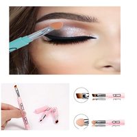 Ensemble de pinceaux de maquillage portables personnalisables OEM avec éponge de mélange, blush pour les lèvres et fard à paupières - Manche en aluminium, couleur et logo personnalisables