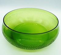 Handgemaakte Grote Slakom Milieuvriendelijk Decoratief Glas Groen Gekleurd Handgesneden Fruit En Groente Mixen Voor Feesten En Serveren