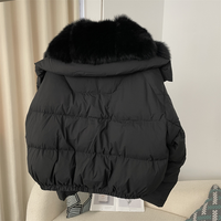 2025 Winter Big Natural Fox Fur Flauschiger Puffer mantel Frauen Warm 90% White Duck Feather Down Kurze Jacke Wasserdichter Parka