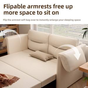 Sofá Cama <span class=keywords><strong>Plegable</strong></span> <span class=keywords><strong>Individual</strong></span> o Doble Moderno, Sofá Reclinable Multifuncional Portátil con Tapicería de Tela, Conjunto Esquinero Pequeño - Product Image 4