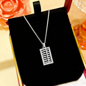 Trendy Abacus Pendant Necklace 18K Gold Plated Alloy Cubic Zirconia <b>Chain</b> Jewelry Unisex Everyday Wear - Product Image 4