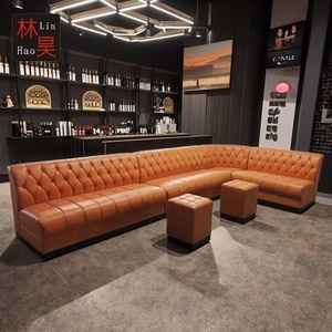 Canapé KTV de style européen Meubles de bar en forme de U personnalisés avec table basse lumineuse pour la maison Coin Beer Shop Night Club - Product Image 3