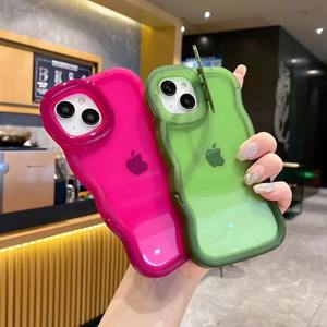 Adecuado para iPhone16 15 <span class=keywords><strong>pro</strong></span> <span class=keywords><strong>AMX</strong></span> Borde de onda transparente simple Banco invisible soporte doble TPU carcasa blanda anticaída - Product Image 2