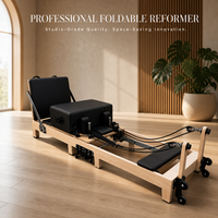 Reformers de Pilates en bois d'érable portables, durables et de haute qualité avec roues de transport pour studio de yoga et usage domestique