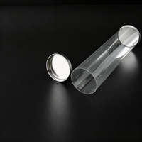Tube d'emballage cylindrique en PVC transparent imprimé pour houppette, boîte de rangement beauté en forme de gourde/goutte d'eau avec bouchon à clapet, couleur personnalisée CMYK/UV