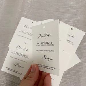 Etichette personalizzate per abbigliamento etichette personalizzate per vestiti con carta bianca biglietto altalena in rilievo con filo di corda etichette per vestiti - Product Image 5
