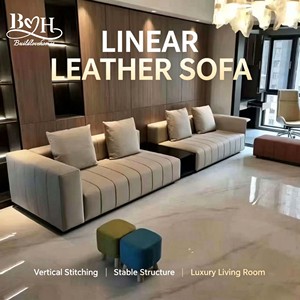 Divano Angolare in Pelle Economico con Linee Verticali, Set di Divani in Pelle Personalizzabili per Soggiorno, Arredamento di Lusso per la Casa - Product Image 4