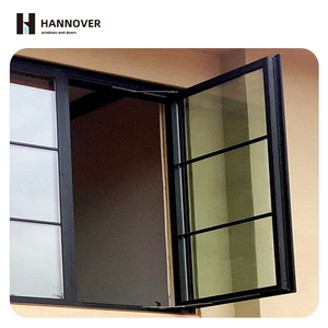 <span class=keywords><strong>Fenêtre</strong></span> à battants en aluminium de style français minimaliste, à double vitrage isolant, avec grilles décoratives en verre trempé, pour villa et hôtel - Product Image 1