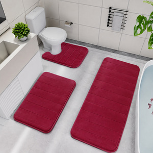 Ensemble de tapis de salle de bain en polaire corail Cangming, antidérapant, absorbant, moderne, couleur unie, lavable à la main, pour toilettes et baignoire - Product Image 4