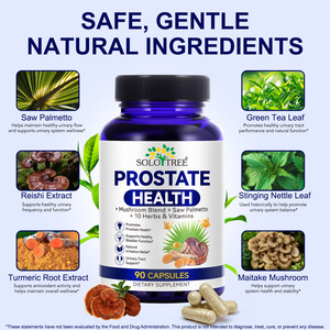 SOLOTREE Complément Végétalien pour la Santé de la Prostate Masculine – Capsules pour Hommes, Soutien des Voies Urinaires avec Mélange de Palmier Nain et Champignons - Product Image 2