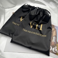 Sac à poussière en satin noir de luxe de grande taille 12*16'' pour le rangement des cosmétiques, l'emballage des chaussures, des chapeaux, sac à poussière personnalisé en satin avec cordon de serrage