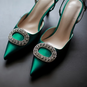 Sandalias de Tacón Alto con Cristales y Pedrería, Estilo Europeo y Americano, para Mujer, Novedad 2025, Moda para Novias - Product Image 2