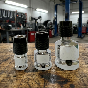 Adaptateur de embout à chocs CR-MO avec manchon en aluminium, mandrin à dégagement rapide, OEM DIY, tailles de prise 3/8 et 1/4, finition chromée brillante et mate, Taïwan - Product Image 1