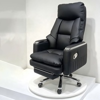 Fauteuil de bureau exécutif inclinable noir à dossier haut, grande capacité (500 lbs), avec repose-pieds, massage vibrant à 6 points et chaleur apaisante