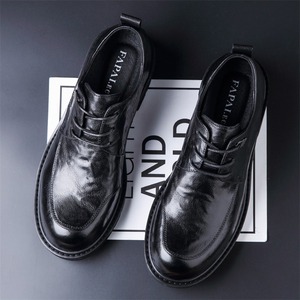 Chaussures d'affaires formelles en cuir à bout rond de style britannique de qualité supérieure pour hommes avec fermeture à lacets pour les trajets quotidiens - Product Image 2