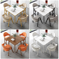 Ensemble Table Basse et Chaises de Détente en Bois Massif pour Balcon, Petite Table Carrée et Chaises de Réunion pour Réception ou Espace Café