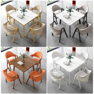 Solid Wood Balcony Leisure Tea <strong>Table</strong> Chair Set Small <strong>Square</strong> Home Dining <strong>Table</strong> and Meeting Chair for Reception <strong>Coffee</strong> Area - Product Image 4