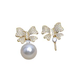 S925 Silver Butterfly Pendant and Pearl Set on 9-12 Hairpin DIY Accessories 4025-<b>Fashion</b> <b>Stud</b> <b>Earrings</b> with Earnail Set - Product Image 5