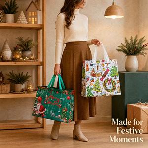 Christmas Gift <b>Bags</b> Wholesale Reusable Holiday Tote Santa Snowman Reindeer <b>Tree</b> Festive Retail Present Packaging Supplier - Product Image 5