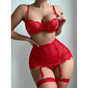 Women's Sexy Three-Piece Lace Underwear Set for Women Girls Firm Control Thin Spandex Underwear Women Set Thong for Nightparties - Product Image 3