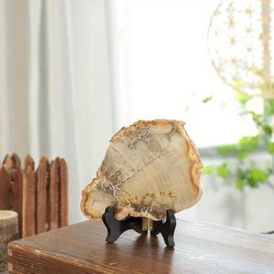 Plateau à thé et accessoires de décoration de bureau 300-400g, en pierre brute de cristal brut, sous forme de tranches de bois pétrifié, ou de dalles fossiles - Product Image 5