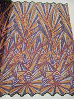 Tissu africain en dentelle à paillettes de qualité supérieure brodé tissu à paillettes de couleur mélangée pour vêtements de fête