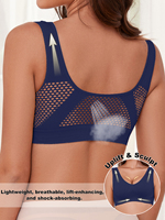 Nouveau soutien-gorge de sport respirant en maille tricotée à couvrance totale, sans coutures, sans armatures, léger et confortable pour le yoga et la gym