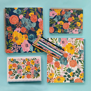 Carnet à spirale floral à couverture rigide, ligné, avec pochette et pages perforées pour l'école, le bureau et l'écriture - Product Image 4