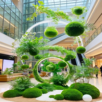 Offre Spéciale : Installation de Boules de Fleurs Orange Suspendues pour Décoration de Plafond d'Atrium de Centre Commercial ou d'Événement de Mariage
