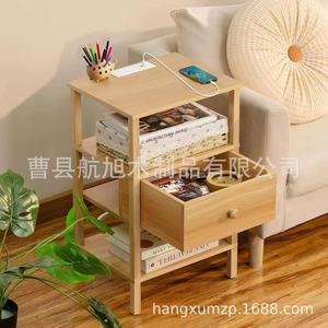 Mesita de noche de madera con cajón y estante para dormitorio, sala de estar, organizador de almacenamiento - Product Image 3