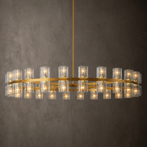 Modern Elongated Crystal Hanging <b>Lamp</b> Single Ring Linear Chandelier For Long Dining <b>Table</b> Home Decoration - Product Image 4