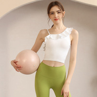Top de Yoga Pilates Estilo 2025 para Mujer, Primavera/Verano, Profesional, Elegante, Sexy, con Volantes, Ropa Deportiva, Absorbe el Sudor, Nailon