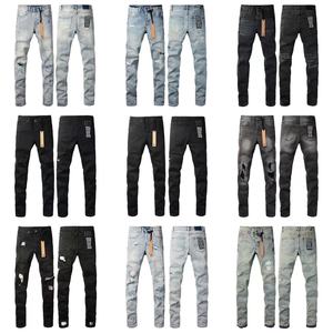 Jeans Americani di Alta Qualità Skinny Straight in Denim Nero Slim Fit di Marca alla Moda con Effetto Usurato e Strappi per Uomo - Product Image 2