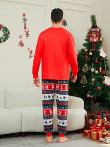 2024 Plus Size Poliéster Pullover Longo Pai-filho Home Wear Deer Monogrammed Família Ano Novo Natal Pijama Outfit 2 Peça - Product Image 4