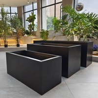 Jardinière rectangulaire carrée en fibre de verre légère, grande, noire, style européen, pour extérieur, emballage carton, utilisation au sol, 10L