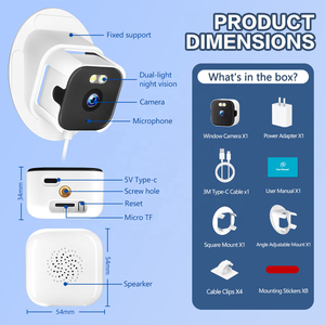 กล้องวงจรปิดอัจฉริยะ 2K พร้อมระบบตรวจจับมนุษย์ด้วย AI ป้องกันแสงสะท้อน มองเห็นในเวลากลางคืน รองรับ WiFi แบบดูอัลแบนด์ 2.4G/5G ติดตั้งบนกระจก - Product Image 5