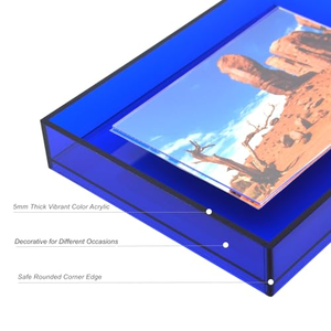 Boîte à photos flottante autoportante 4x6 en acrylique bleu pour photos - Product Image 4