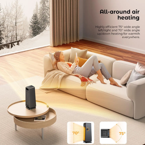 Ventilateur de bureau portable électrique avec chauffage en céramique PTC, télécommande et protection contre la surchauffe pour une utilisation en hiver dans les pièces. - Product Image 4